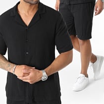Frilivin - Ensemble Chemise Manches Courtes Et Short Noir
