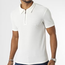 Uniplay - Polo Manches Courtes Col Zippé Blanc Cassé