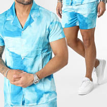 Frilivin - Ensemble Chemise Manches Courtes Et Short Bleu