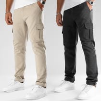 LBO - Lot De 2 Pantalons Cargo 1070521 Gris Anthracite Beige