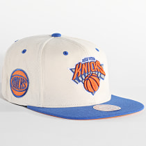 Mitchell and Ness - Casquette Snapback Sail Two Tone New York Knicks Beige Bleu Roi