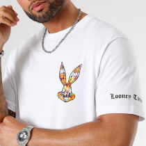 Looney Tunes - Tee Shirt Oversize Large Sleeve Bugs Bunny Blanc