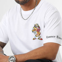 Looney Tunes - Tee Shirt Oversize Large Sleeve Taz Blanc