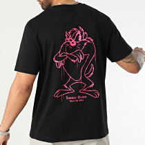 Looney Tunes - Tee Shirt Oversize Large Angry Taz Noir Rose Fluo