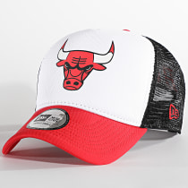 New Era - Casquette Trucker Team Colour Block Chicago Bulls Rouge Blanc Noir