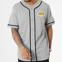 New Era - Chemise Manches Courtes Baseball NBA Los Angeles Lakers 60357097 Gris Chiné