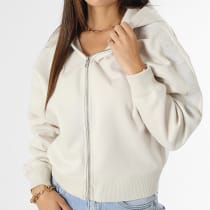 Calvin Klein - Sweat Zippé Capuche A Bandes Femme Tape 1328 Beige