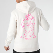 Looney Tunes - Sweat Capuche Angry Taz Beige Rose Fluo
