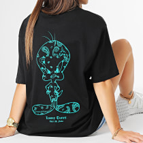Looney Tunes - Tee Shirt Oversize Large Femme Bandana Titi Noir Bleu Turquoise