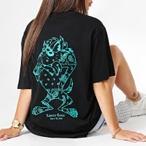 Looney Tunes - Tee Shirt Oversize Large Femme Bandana Taz Noir Bleu Turquoise
