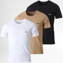 BOSS - Juego De 3 Camisetas Clásicas 50475284 Blanco Negro Beige Oscuro