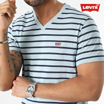 Levi's - Tee Shirt Col V A Rayures 85641 Bleu Ciel