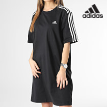 Adidas Sportswear - Robe Tee Shirt Femme A Bandes 3 Stripes HR4923 Noir