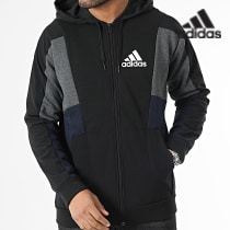 Adidas Sportswear - Veste Zippée Essential HY5936 Noir Bleu Marine Gris Chiné