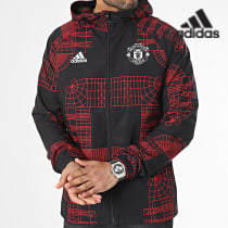 Adidas Sportswear - Veste Zippée Capuche Manchester United HT1999 Noir Rouge