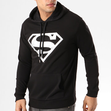 DC Comics - Sudadera Superman Logo Negro Plata