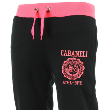 Cabaneli Pantalon Jogging Cabaneli PL05 Noir Typo Rose Fluo LaBoutiqueOfficielle