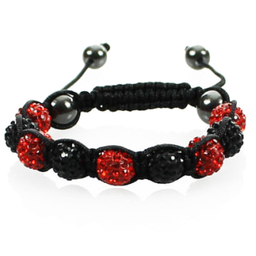 Shamballa Crew Bracelet Shamballa Crew MultiBowl Perle Et Strass Rouge Noir Cordon Noir LaBoutiqueOfficielle