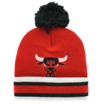 Bonnet à pompon Infill New Era pour homme ~ Chicago Bulls rouge