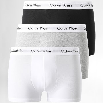 Calvin Klein - Juego de 3 bóxers de algodón elástico U2664G Negro Blanco Gris