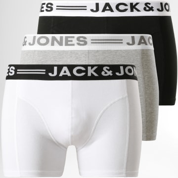  Jack And Jones - Lot De 3 Boxers Sense Noir Gris Blanc