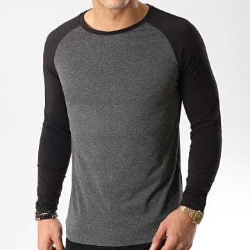  LBO - Tee Shirt Manches Longues Raglan 48-1 Noir Gris Anthracite