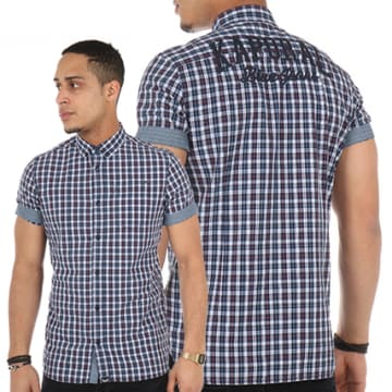 Yijinstyle Chemise à Manches Courtes à Col Boutonné à Imprimé Dragon Chinois pour Hommes Femmes (Bleu, Asia XL