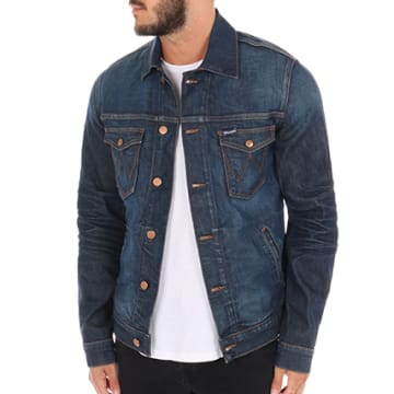 Veste Homme Wrangler En Jean Pierre Clair - 100% Coton - Taille Régulière - Neuf Avec Étiquettes