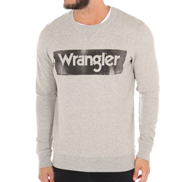 Sweat-shirt Wrangler Logo Crew Homme - Coupe Regular - Couleur Crème - Maille Douce - Look Décontracté Intemporel