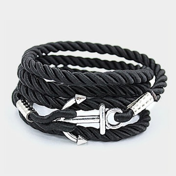  California Jewels - Bracelet Anchor Wrap Rope Noir