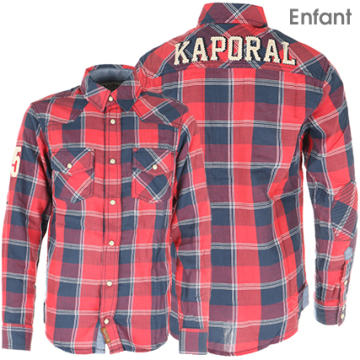 Chemise Rouge à Carreaux KAPORAL – Taille 16 Ans – 100% Coton – Très Bon état