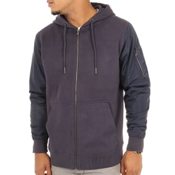 Tokyo Laundry Sweat à Capuche Zippé Homme - Polaire Doublée Sherpa Borg - Noir Ou Gris