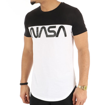  NASA - Tee Shirt Oversize Worm Logo Bicolore Blanc Noir