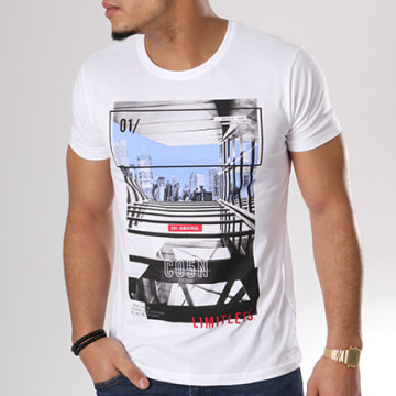 T-shirt Homme CROSSBY 16716 TUNIS - Blanc Et Vert, Taille XL/XXL, Neuf Avec étiquette