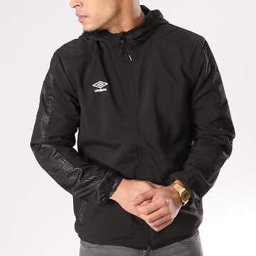 Veste Umbro Garçon Noire Et Blanche – Coupe Vent Imperméable, Taille L (12-14 Ans) – NEUVE