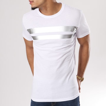T-shirt à Manches Longues Rayures Argent & Noir Camaïeu - Taille M (40) - Neuf Sans étiquettes