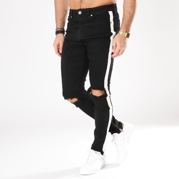Jean FSBN Noir Troué - Taille 31/32 - Coupe Régulière - Occasion En Très Bon état - Pour Homme