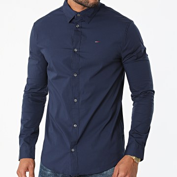 Tommy Jeans - TJM Original Stretch 4405 Navy Shirt Met Lange Mouw