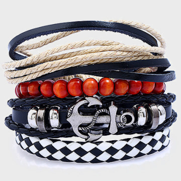  California Jewels - Lot De 5 Bracelets Anchor Noir Rouge Beige