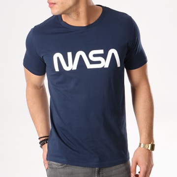  NASA - Tee Shirt Worm Logo Bleu Marine
