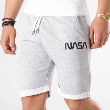  NASA - Short Jogging Worm Logo Gris Chiné