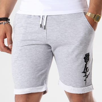  Luxury Lovers - Short Jogging Rose Typo Gris Chiné Noir