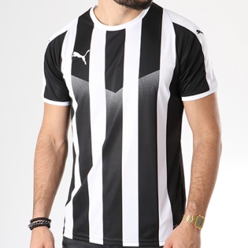  Puma - Tee Shirt De Sport Liga Jersey Striped 703424 Noir Blanc