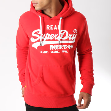 Superdry Rouge Capuche Pull Hommes TAILLE S