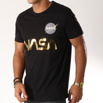  Alpha Industries - Tee Shirt Nasa Reflective Noir Doré