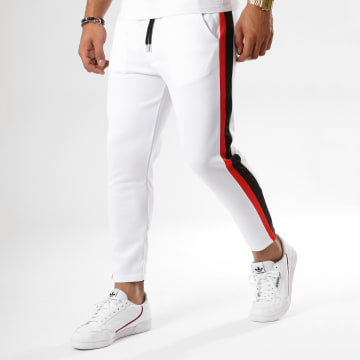  Aarhon - Pantalon Avec Bandes 18-239 Blanc Noir Rouge