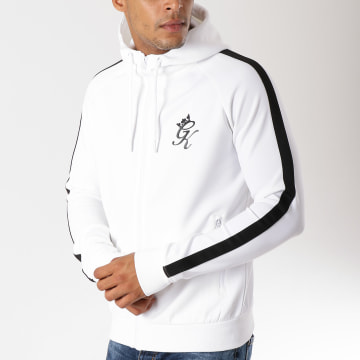 Gym King - Sweat Zippé Capuche Avec Bandes Core Poly Blanc Noir