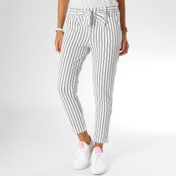 Pantalon Femme BM - Polyester Rayé Gris, Taille 16 (L25), Regular (très Bon état)