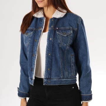 Teddy Smith Veste Jean Col Mouton Femme Blumindale Sherpa Bleu Denim LaBoutiqueOfficielle