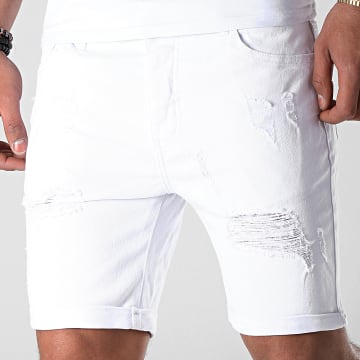  LBO - Short Jean Skinny Avec Dechirures LB054-B09 Blanc